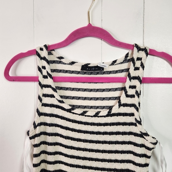 Saints Textured Black White Stripe Maxi Dress Sleeveless Bodycon Womens Sz Small - Picture 3 of 10